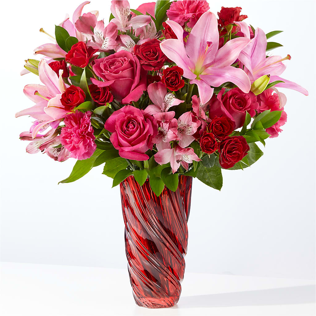 In Love Bouquet with Luxe Swirl Vase – MAY'S FLORAL, Nevada MO