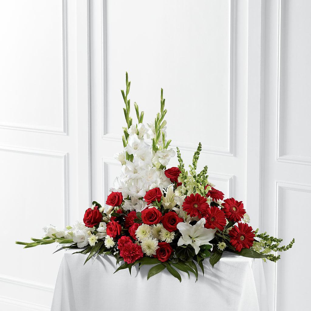 Crimson & White Arrangement – MAY'S FLORAL, Nevada MO