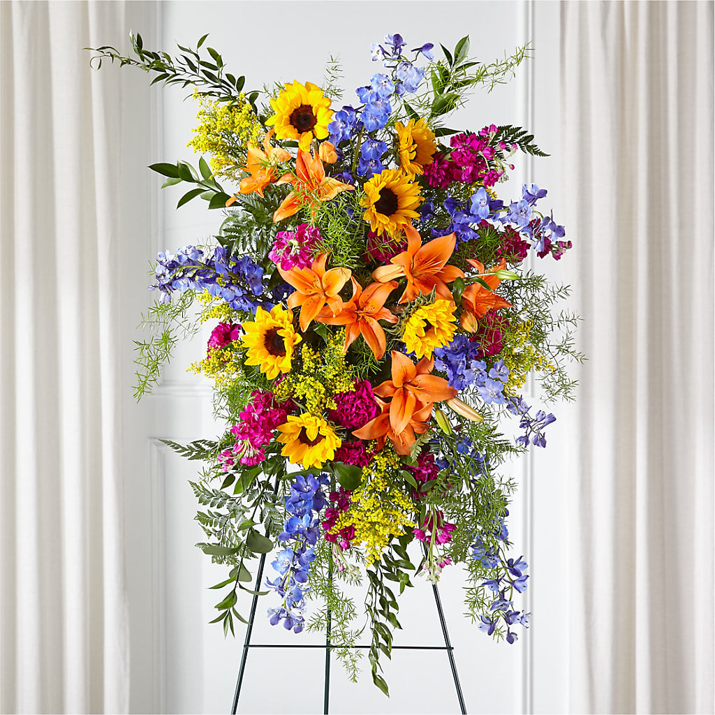 Sunlit Memories Standing Spray (Standard) – MAY'S FLORAL, Nevada MO