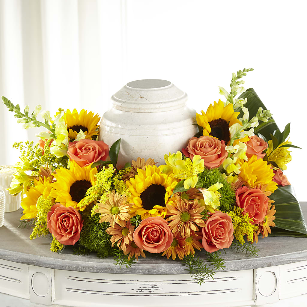 Faithful Sunflower Cremation Adornment – MAY'S FLORAL, Nevada MO