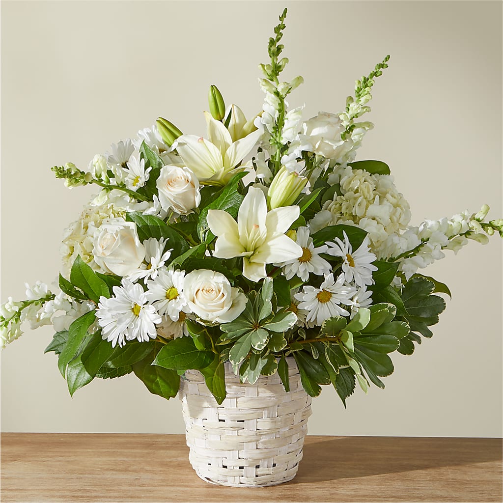 Ivory Elegance Floral Basket – MAY'S FLORAL, Nevada MO