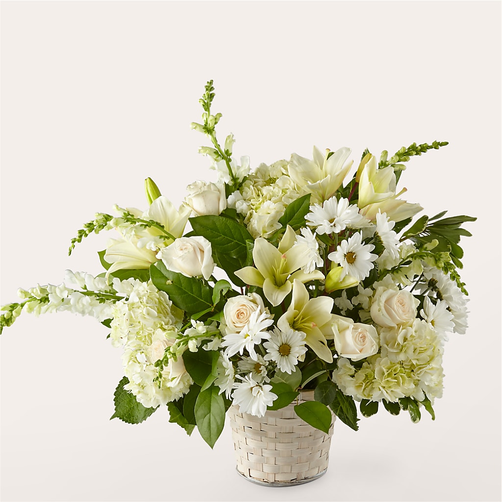 Ivory Elegance Floral Basket – MAY'S FLORAL, Nevada MO