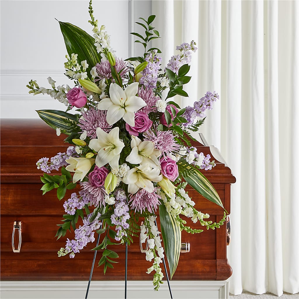 Grateful Hearts Standing Spray – MAY'S FLORAL, Nevada MO