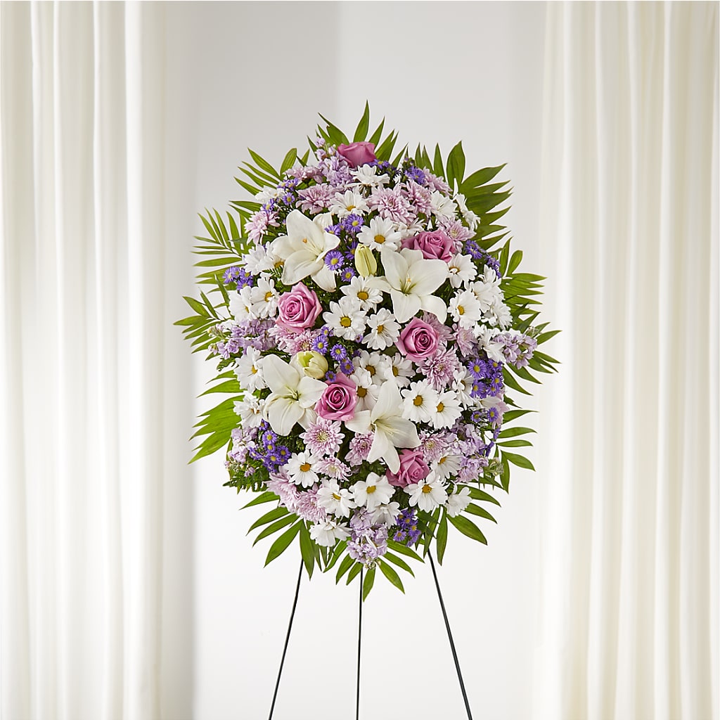 Surrounded by Love Standing Spray – MAY'S FLORAL, Nevada MO