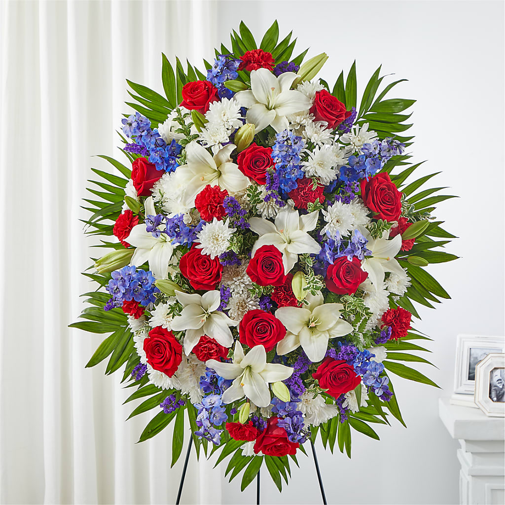 Cherished Service Standing Spray – MAY'S FLORAL, Nevada MO