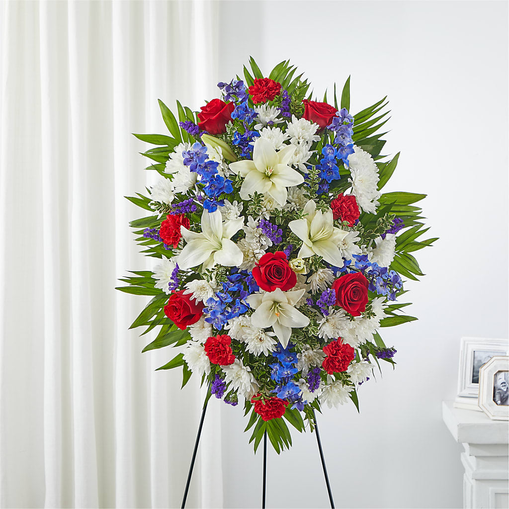 Cherished Service Standing Spray – MAY'S FLORAL, Nevada MO