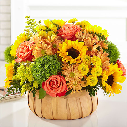 Harvest Sunflower Basket – MAY'S FLORAL, Nevada MO