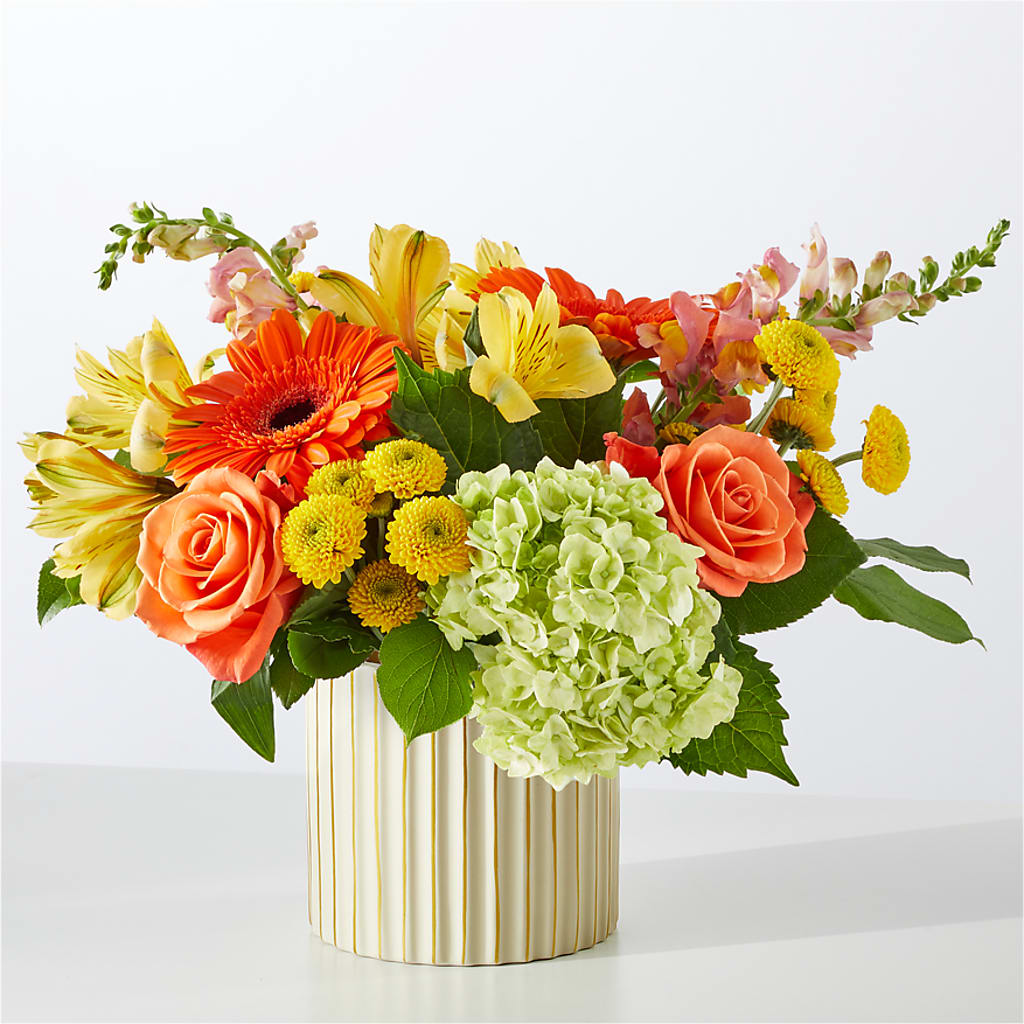 Autumn Sunshine Bouquet with Ivory Vase – MAY'S FLORAL, Nevada MO