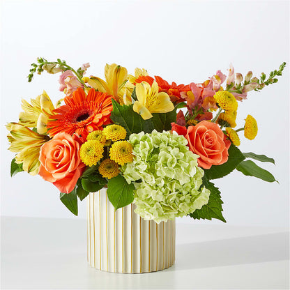 Autumn Sunshine Bouquet with Ivory Vase – MAY'S FLORAL, Nevada MO
