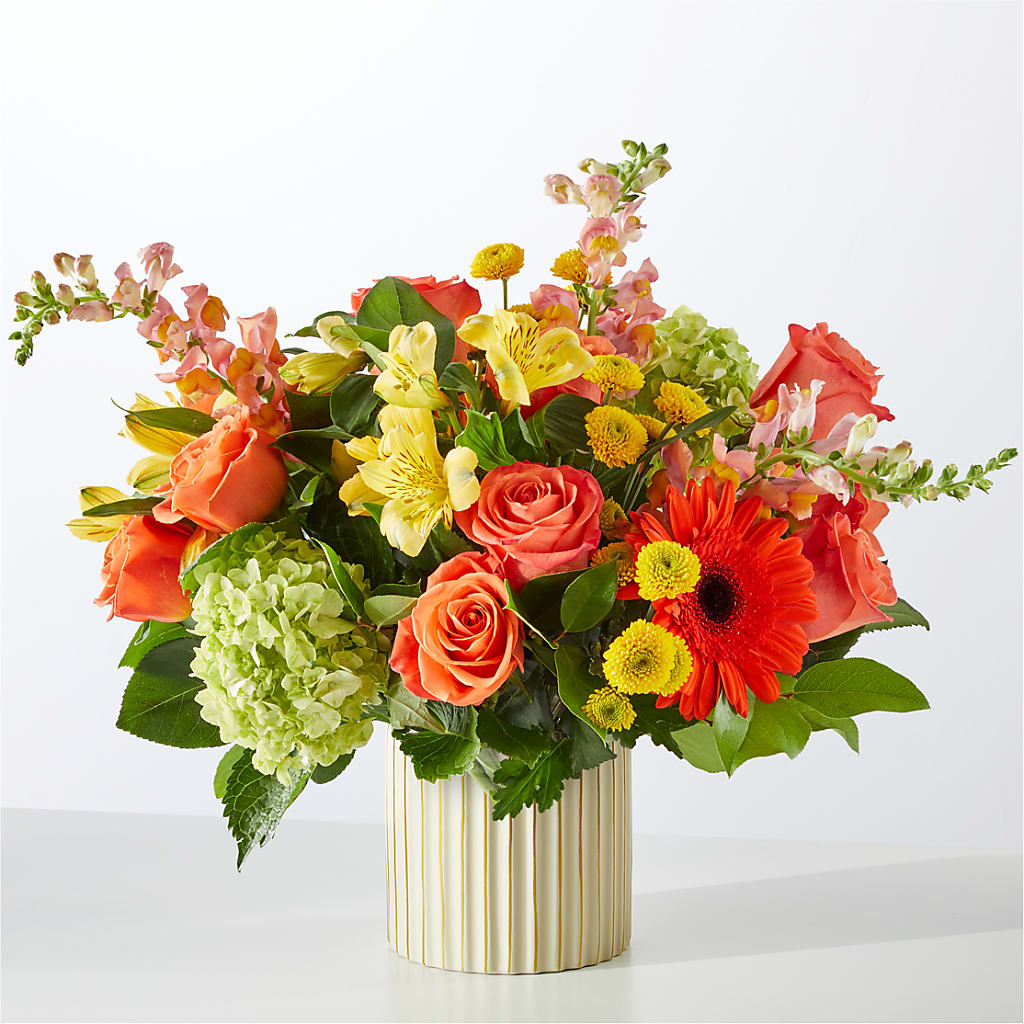 Autumn Sunshine Bouquet with Ivory Vase – MAY'S FLORAL, Nevada MO