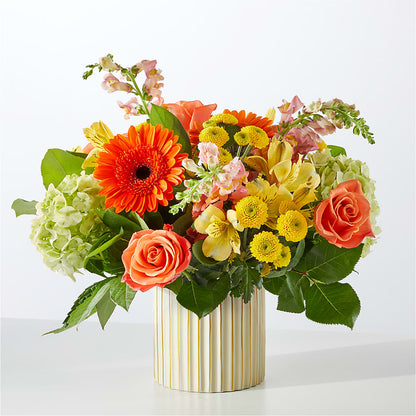 Autumn Sunshine Bouquet with Ivory Vase – MAY'S FLORAL, Nevada MO