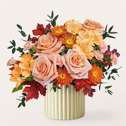 Spiced Latte Bouquet with Ivory Vase – MAY'S FLORAL, Nevada MO