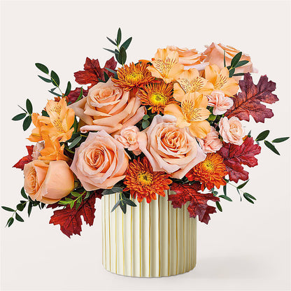 Spiced Latte Bouquet with Ivory Vase – MAY'S FLORAL, Nevada MO