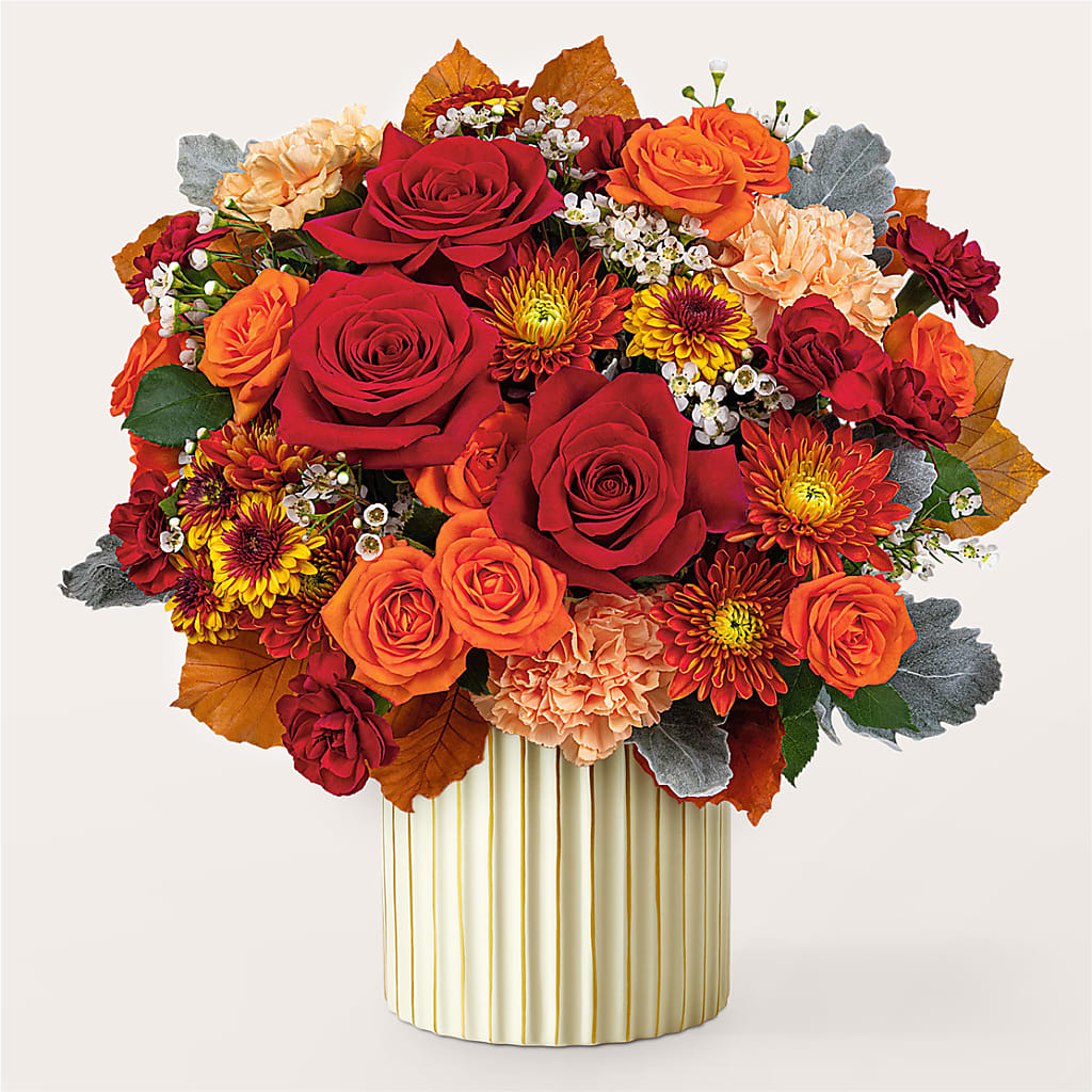 Merlot Bouquet with Ivory Vase – MAY'S FLORAL, Nevada MO